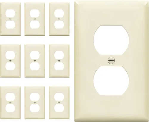 Miniatura 25 de ENERLITES Placa de pared de salida de receptáculo dúplex de tamaño mediano, placas de cubiertas de toma de corriente, tamaño medio de 1 banda, 4.88