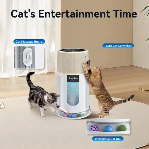 Miniatura 2 de Purificadores de aire para mascotas con filtro HEPA, purificador de aire para el hogar con prefiltro reemplazable para pelo de mascotas, salida