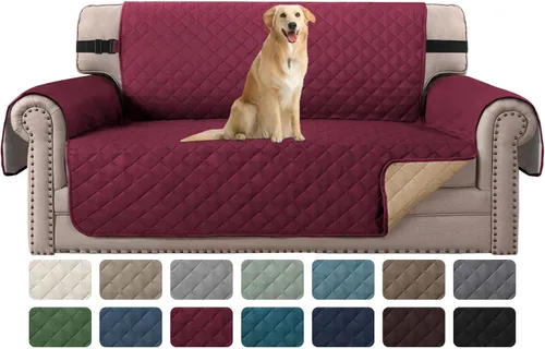 Miniatura 23 de H.VERSAILTEX Funda de sofá resistente al agua para sofá de 3 cojines, reversible, protector de muebles acolchado con correa elástica, funda de sofá