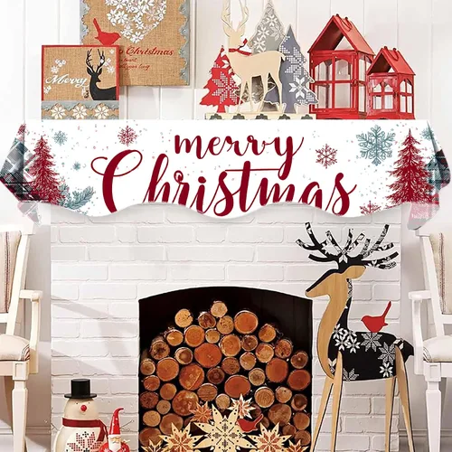 Miniatura 5 de Bufanda de mantel de Navidad de 70 x 17 pulgadas, decoración para chimenea, bufanda, estantes, bufanda, corredor, decoración de día festivo