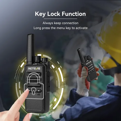 Miniatura 6 de Retevis Walkie Talkies RT68B para adultos de largo alcance, botón pulsador, cargador de 10 vías y auriculares, carga más fácil y segura, radios