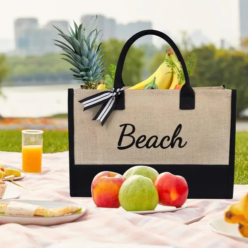 Miniatura 517 de TOPDesign Personalized Initial Canvas Beach Bag, Monogrammed Gift Tote Bag for Women