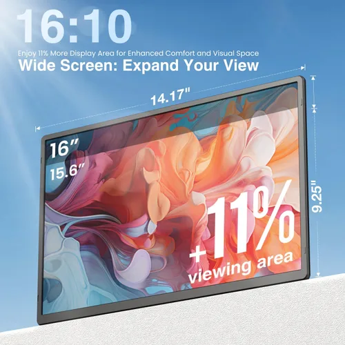 Miniatura 2 de FLYTOCCA Extensión de Pantalla para Laptop de 16 Pulgadas, Monitor Portátil FHD de 1200P Actualizado con Pantalla de Relación de Aspecto 16:10