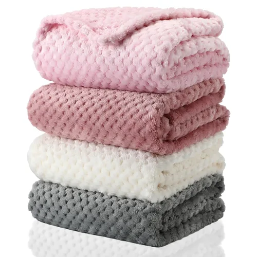 Miniatura 16 de Frienda Manta mullida para bebé, 4 piezas, manta mullida para niños y niñas, suave y cálida para bebés, recién nacidos, suministros de cama