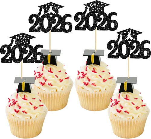 Miniatura 44 de Gyufise 1 paquete de decoración de pastel de graduación 2025 con purpurina de felicitaciones clase de 2025, decoración de pastel de diploma 2025
