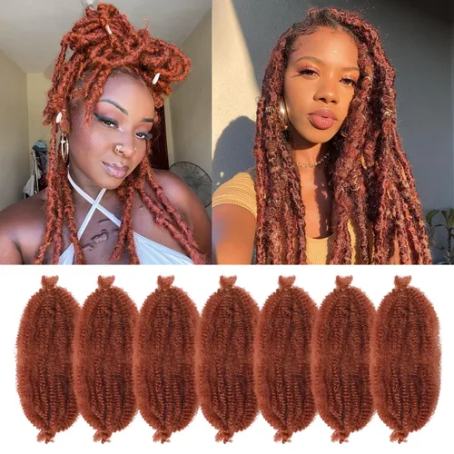 Miniatura 27 de Marley Twist - Cabello trenzado de 16 pulgadas, cabello afro trenzado elástico, paquete de 7 paquetes, cabello rizado rizado ombré, marrón Marrón