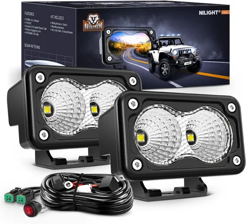 Miniatura 10 de Nilight 2 cápsulas de luz ámbar para motocicleta, 2 unidades, 3 pulgadas, 1070 lúmenes, inundación, conducción offroad, luces antiniebla auxiliares