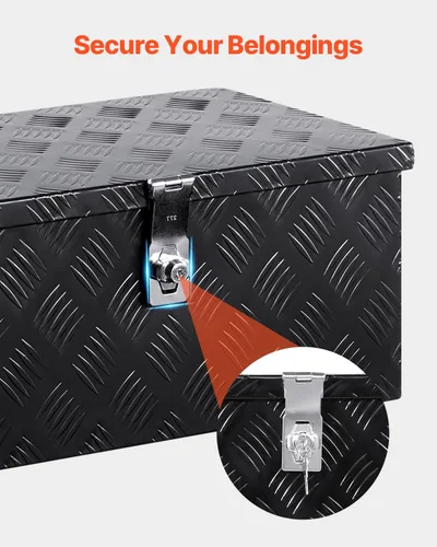 Miniatura 4 de VEVOR Caja de Herramientas de Aluminio Resistente para Cama de Camión, Caja de Herramientas con Placa Estriada con Mango Lateral y Llaves
