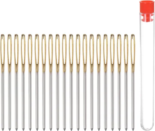 Miniatura 7 de HARFINGTON 20 agujas de coser romas grandes de 0.049 in de diámetro, agujas de acero inoxidable para tapicería, agujas de tejer con tubo de Tono