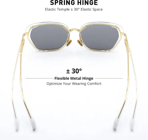 Miniatura 6 de Gafas de sol polarizadas vintage con marco de escudo para mujer con caja de regalo O6371