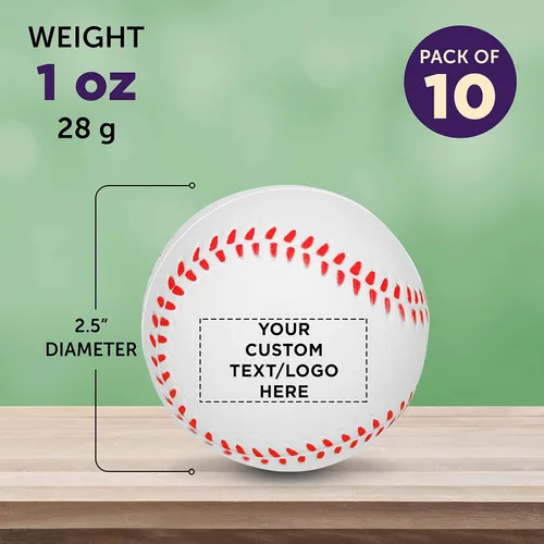 Miniatura 5 de DISCOUNT PROMOS Juego de 10 bolas de béisbol personalizadas para apretar, paquete personalizado a granel, perfecto para regalos promocionales