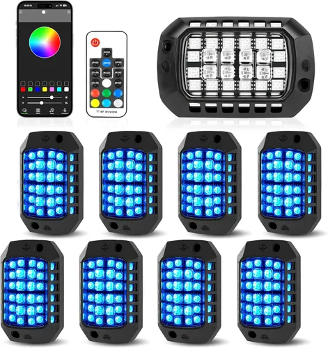 Miniatura 10 de 4 cápsulas de luces RGB de ángulo completo compatibles con camiones de 12 V, Jeep, UTV, SUV, ATV, barco, carrito de golf, impermeable, multicolor