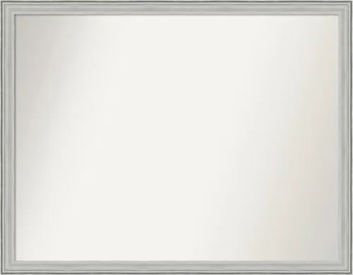 Miniatura 300 de Amanti Art Espejo de baño plateado para sobre fregadero, 25 x 25 pulgadas, espejo de tocador cuadrado estrecho de níquel cepillado, marco de madera