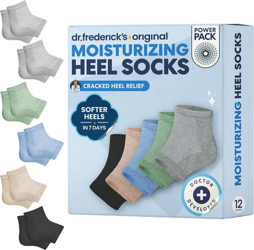Miniatura 11 de Dr. Frederick's Original- Calcetines hidratantes para el tratamiento del talón agrietado/pies secos para mujeres y hombres, 2 pares, aloe verde