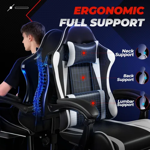 Miniatura 5 de Silla para Videojuegos Ergonómica Auto Dynasty, Silla de Oficina de Respaldo Alto con Soporte Lumbar Ajustable, Respaldo Articulado, Reposacabezas