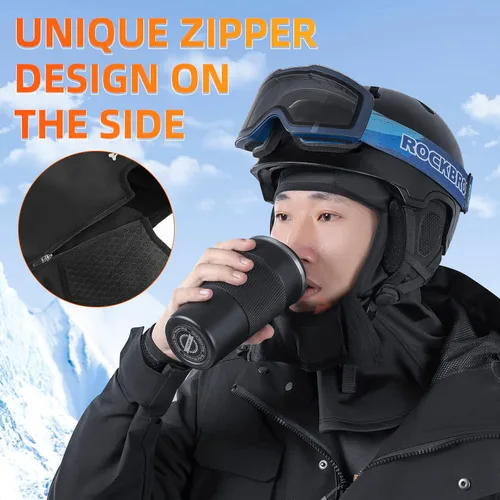 Miniatura 7 de ROCKBROS Pasamontañas de esquí con cremallera, cubierta completa de invierno, impermeable, para hombres y mujeres, capucha de forro polar