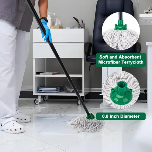 Miniatura 3 de KeFanta Trapeador para limpieza de suelos, 2 piezas de cabezal de repuesto de trapeadores húmedos de cuerda de algodón compatible con recambio