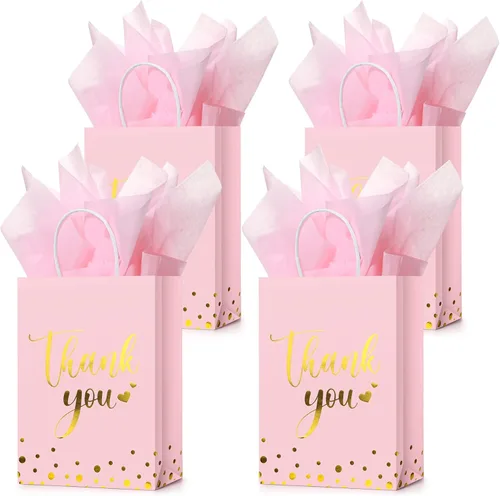 Miniatura 15 de Tinlade 30 bolsas de regalo de agradecimiento con papel de seda dorado con asa para graduación, negocios, compras, boda, ducha, regalos de fiesta