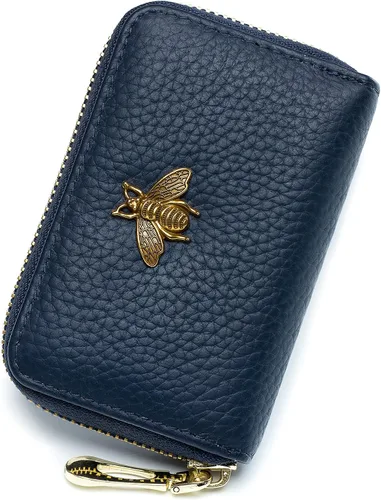 Miniatura 10 de imeetu Soporte para tarjetas de crédito RFID, cartera pequeña de cuero con cremallera para mujer