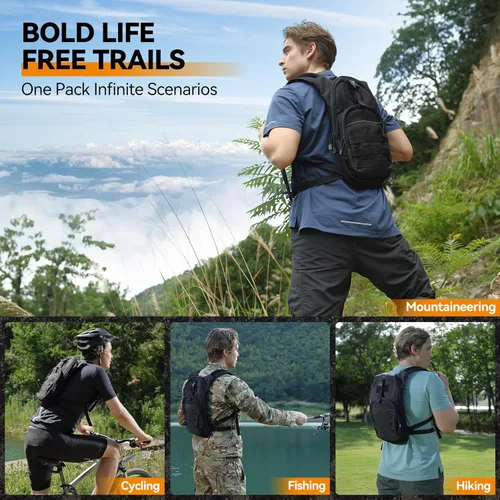 Miniatura 6 de MARCHWAY Mochila de Hidratación Táctica Molle con Vejiga de Agua de TPU de 2.5L, Mochila Militar Organizada de Perfil Bajo para Senderismo, Negro
