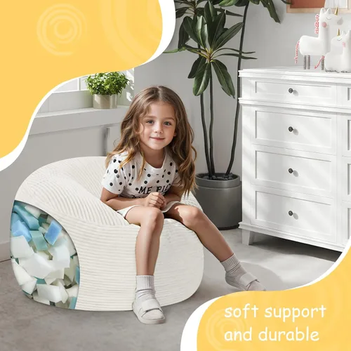 Miniatura 5 de COMAX Silla Puf para Niños que se Convierte en Cama Puf, Silla Puf de Pana para Niños y Niñas para Dormir, Pufs Perezosos para Niños con Relleno