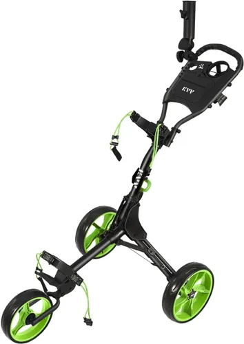 Miniatura 2 de KVV Carrito de empuje de golf de 3 ruedas ultra ligero tamaño plegable más pequeño, soporte para tarjeta de puntuación de nueva versión Negro/Lime