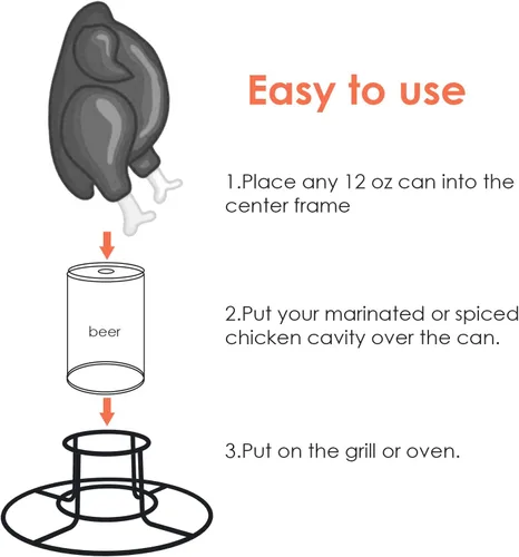 Miniatura 5 de Rejilla para Pollo en Lata de Cerveza, Soporte de Pollo de Acero Inoxidable para Ahumador y Parrilla