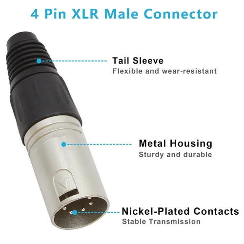Miniatura 2 de Conector de cable XLR de 4 pines XLR de 4 pines, conector hembra de conector de micrófono, adaptador de audio para micrófono, paquete de 4