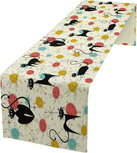 Miniatura 30 de Camino de mesa con diseño de patas de perro, lindo animal con estampado de patas de cachorro, decoración de fiesta de cumpleaños, casa de campo