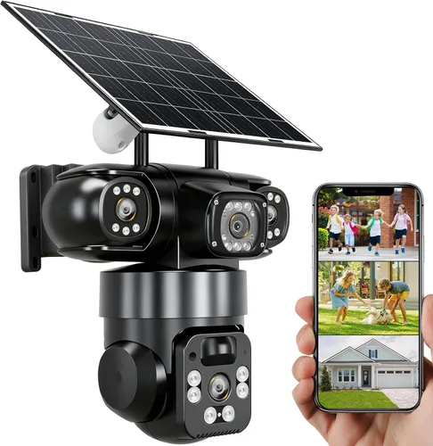 Miniatura 10 de KEPEAK Solar Security Camera Outdoor Wireless, Triple Lens PTZ Camera, 360° Pan Tilt, Color Night Vision, PIR Motion Detection, Two-Way Audio