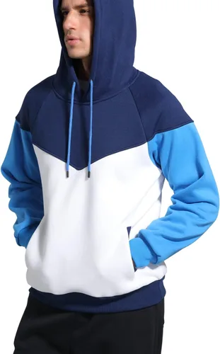 Miniatura 2 de Sudadera con capucha de forro polar de peso medio para hombre, casual, bloque de color, con bolsillos