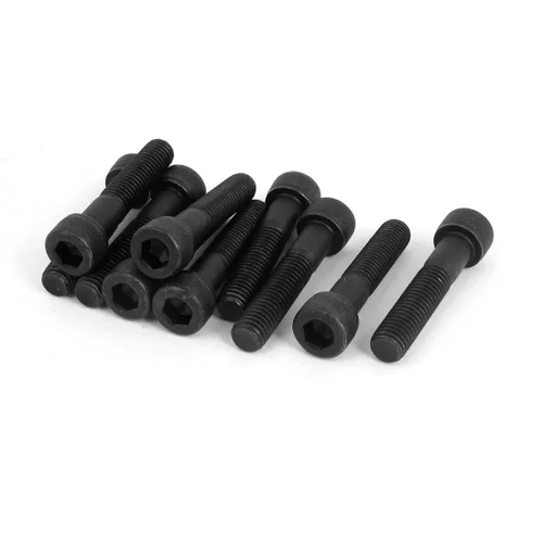 Miniatura 35 de uxcell Tornillos hexagonales de acero de aleación M2.0.197x1.772 in 12.9 Tornillos parcialmente roscados, color negro, 20