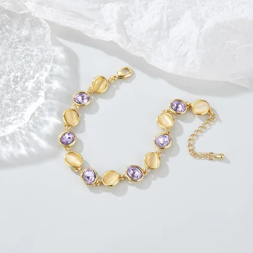 Miniatura 4 de Aprilery Gold Chain Bracelet for Women, Dainty Multicolor Crystal Stone Link Bracelet 14K Gold Trendy Bracelets Jewelry for Women Girls Gifts for Her