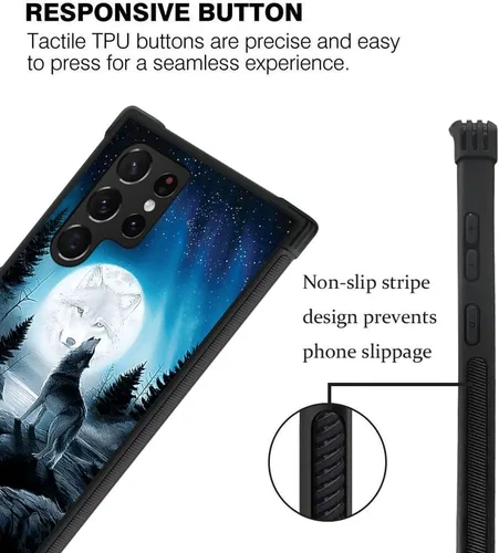 Miniatura 3 de CARLOCA Funda compatible con Samsung Galaxy S22 Ultra, diseño gráfico de Star Howling Wolfs Samsung Galaxy S22 Ultra, diseño gráfico, a prueba