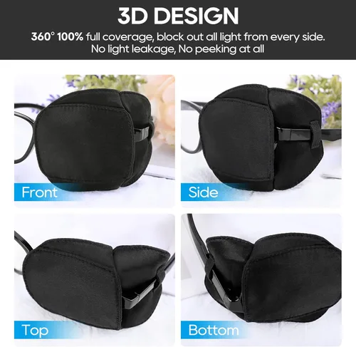 Miniatura 3 de eZAKKA Parches para ojos para adultos y niños, para ojo izquierdo y derecho, 2 piezas de parches médicos para anteojos de seda para ojos perezosos
