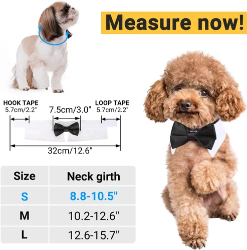 Miniatura 2 de Collar de corbatín negro para gato Segarty, lindo esmoquin para cachorros con corbatín para perros con collar blanco ajustable hecho a mano