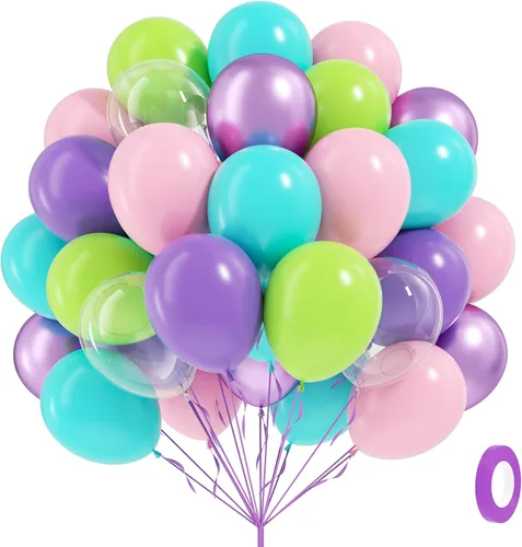 Miniatura 10 de 60 unidades de globos rojos y azules de 12 pulgadas con globos azul marino, azul pizarra y rojo polvoriento para decoraciones de baby shower, Azul