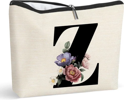 Miniatura 25 de Bolsa de maquillaje personalizada con inicial para mujer, bolsa de cosméticos con monograma, regalo de cumpleaños para mamá, regalo de dama