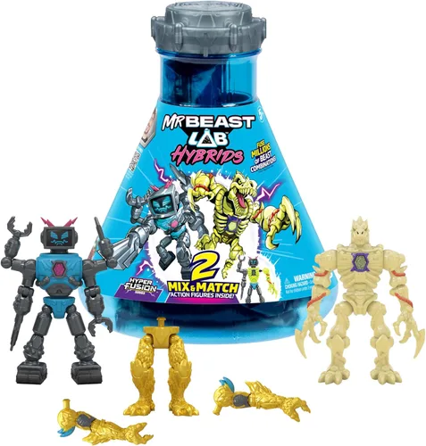 Miniatura 10 de MrBeast Lab Paquete Múltiple de Híbridos, Revela Diferentes Partes Híbridas para Crear 2 Figuras de Acción de Mezclar y Combinar, Más Partes