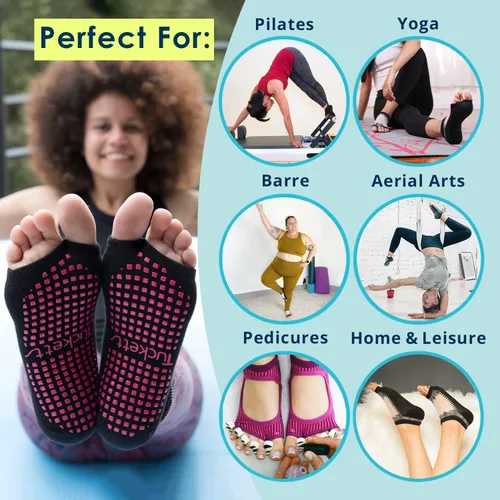 Miniatura 6 de Tucketts Flow Toeless Non-Slip Grip Socks - Yoga, Barre, Pilates, Home & Leisure, 1 pair Black Sheer