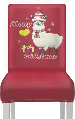Miniatura 2 de HUGS IDEA Merry Christmas Dining Room Chair Covers Cute Sheep Kitchen Chair Covers Stretch Dining Chairs Cover Set of 6 Parsons Chairs Slipcovers