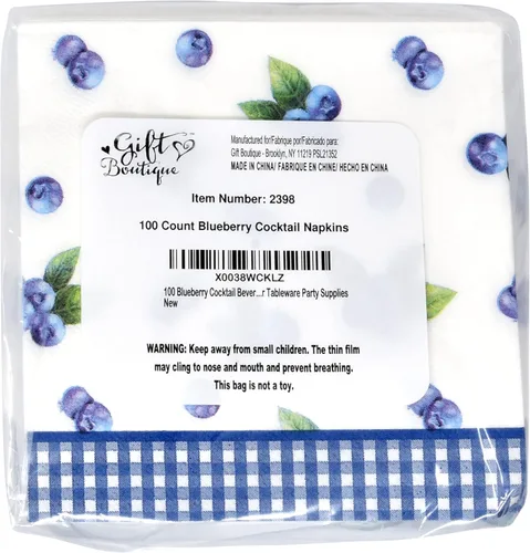 Miniatura 7 de Gift Boutique Servilletas de cóctel de arándanos, 100 servilletas de papel de frutas y bayas para baby shower, verano, picnic, brunch, decoración