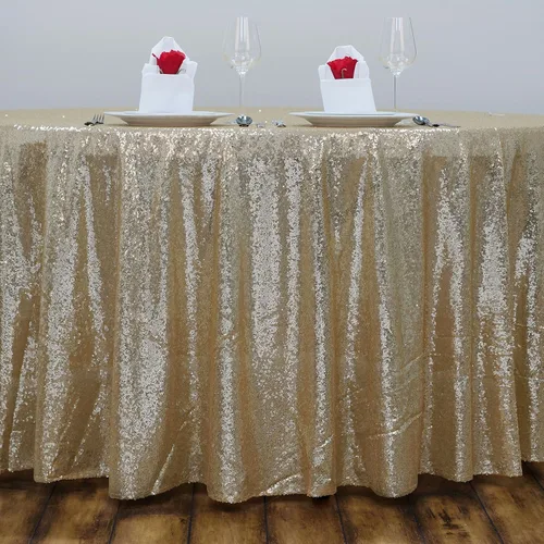 Miniatura 16 de Tableclothsfactory Luxury Collection - Manteles redondos de lentejuelas de 108 pulgadas, color dorado