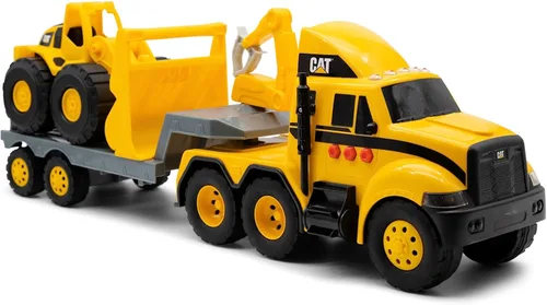 Miniatura 2 de CAT Juguetes de construcción, CAT Construction Heavy Mover, semi camión y remolque con minicargadora de ruedas, luces y sonidos, a partir de 3 años