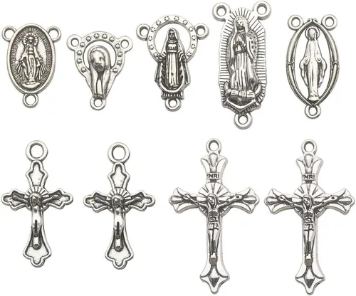 Colgantes de medalla de crucifijo milagrosa de cruz de Jesús María Nuestra Señora de plata antigua, 3.53 oz (60 unidades) para manualidades, M154 cm