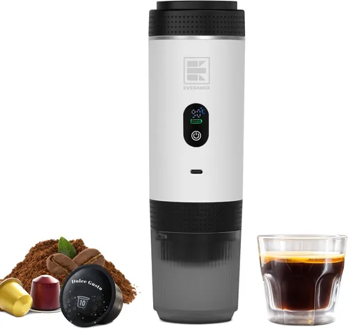 Miniatura 7 de Cafetera eléctrica portátil de espresso, cafetera de viaje compatible con café molido y cápsulas NS (Blanco con pantalla LCD)