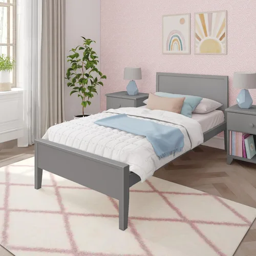 Miniatura 13 de Max & Lily Cama Full, Marco de Cama Full de Madera Maciza con Cabecera de Panel, Cama Full para Niños con Soporte de Listones de Madera, No Necesita