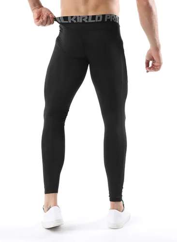 Miniatura 8 de SILKWORLD Paquete de 1 a 3 pantalones de compresión para hombre, con bolsillos, leggings de gimnasio y secado fresco