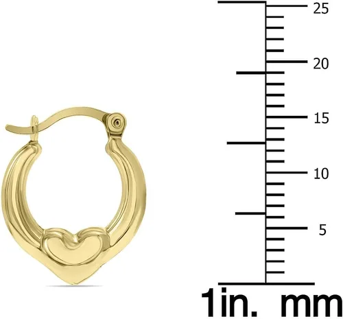 Miniatura 3 de Pendientes de aro Huggie de oro amarillo de 10 quilates con un corazón, Metal