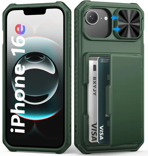 Miniatura 60 de BXYJY Funda tipo cartera para iPhone 15 Pro con tarjetero (4-5 tarjetas) y cubierta deslizante para cámara y soporte, protección contra caídas